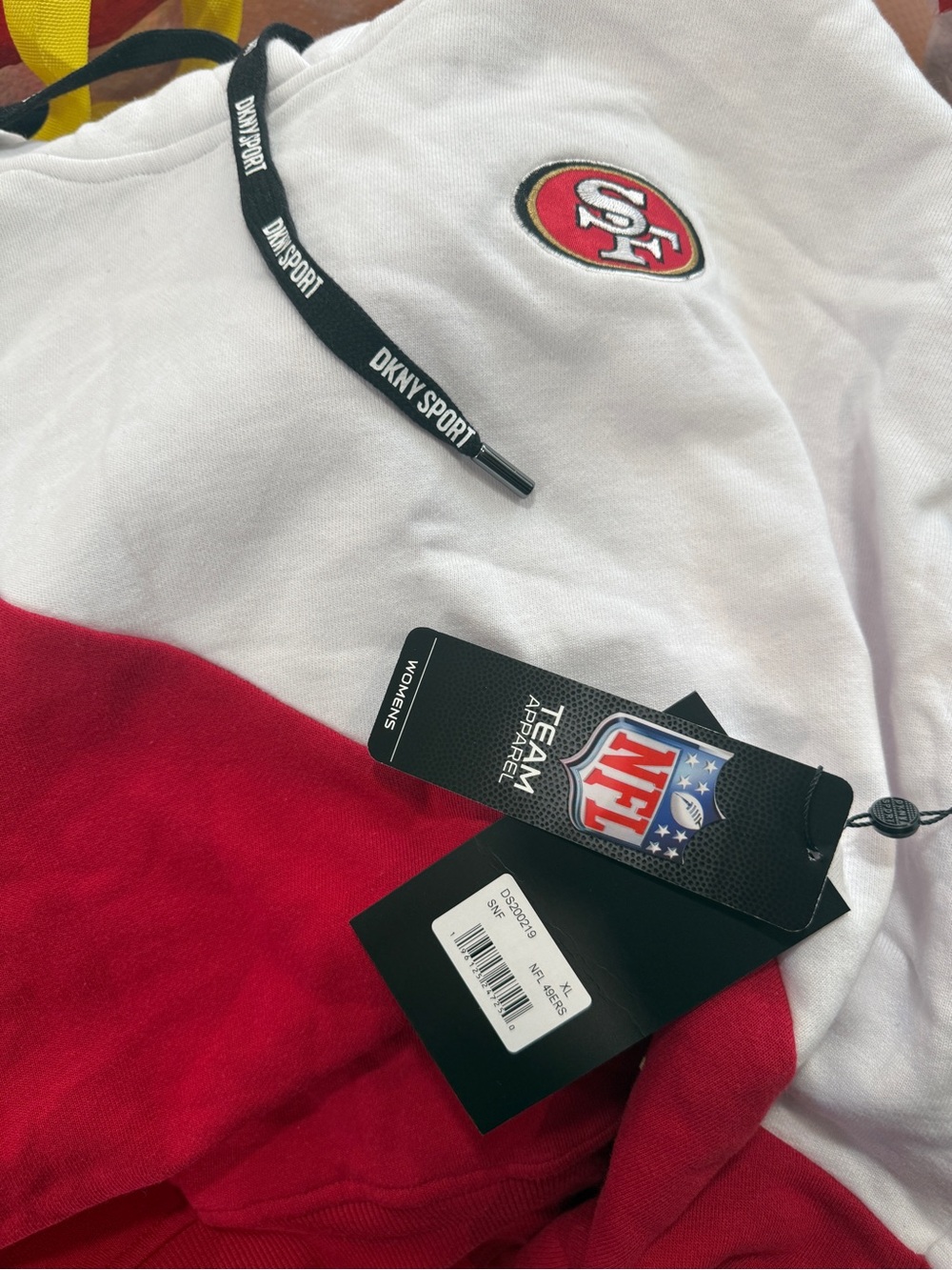 DKNY Sport SF 49ers Bobbi Color Blocked Pullover Hoodie NWT